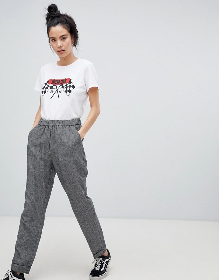 Daisy Street Tailored Pants In Herringbone - Gray