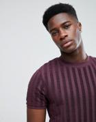 Asos T-shirt In Towelling Rib In Oxblood - Red