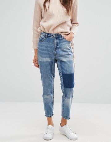 Only Tonni Boyfriend Jean With Patch Detail - Blue