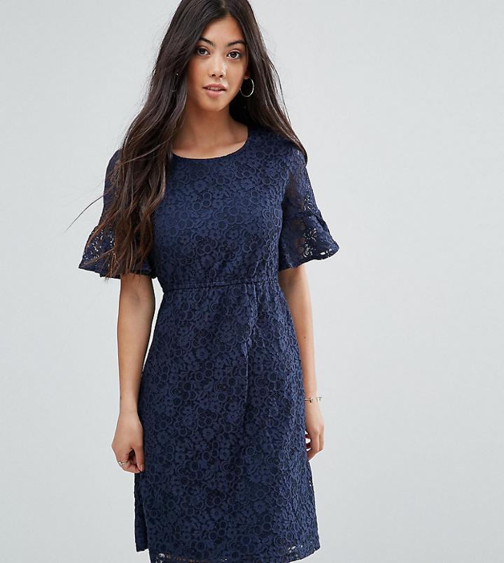 Yumi Petite Lace Skater Dress - Navy