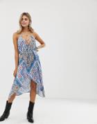 En Creme Floral And Tile Print Hi-low Dress