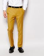 Noose & Monkey Suit Pants With Stretch In Skinny Fit - Mustard