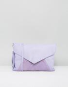 Asos Leather Envelope Cross Body Bag With Tassel - Purple