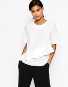 Asos Matte And Shine Ruffle Top - White