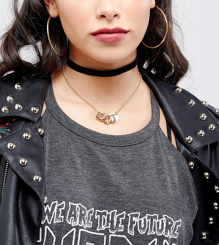 Reclaimed Vintage Inspired Velvet & Coin Choker Necklace - Black