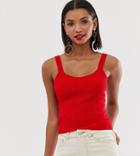 Mango Sweater Vest Top In Red - Red