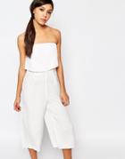 Neon Rose Crop Layer Relaxed Bandeau Jumpsuit - White