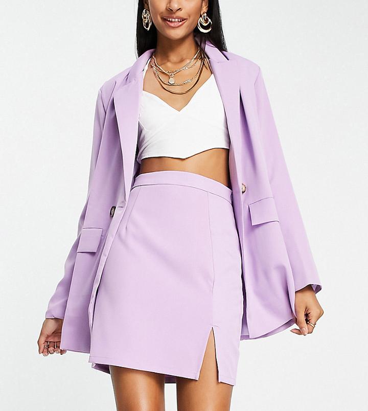 Naanaa Tall High Waisted Side Split Mini Skirt In Purple