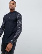 Siksilk Shirt In Black With Contrast Sleeves - Black