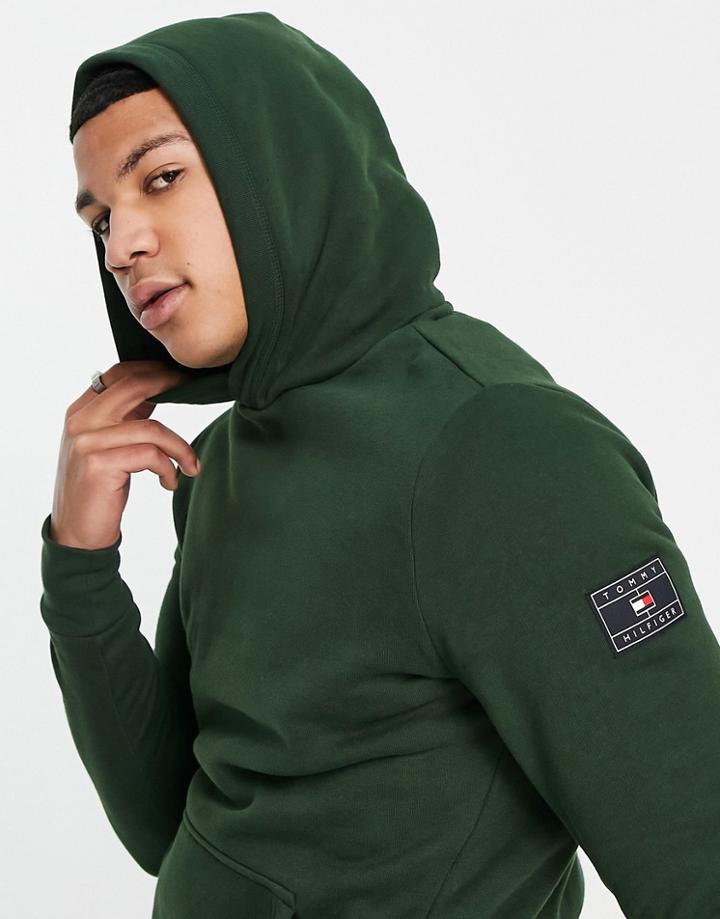 Tommy Hilfiger Recycled Cotton Hoodie In Khaki-green