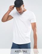 Asos Tall Longline T-shirt With Crew Neck And Curved Hem - White
