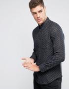 Lee Button Down Shirt Regular Fit Square Stitch Detail - Black