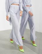 Asos Edition Wide Leg Soft Pants In Moss Gray