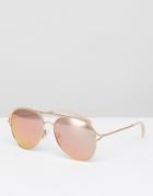 Marc Jacobs Aviator Sunglasses With Metal Brow Bar In Rose Gold - Gold