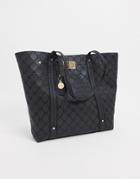 River Island Embossed Detail Shopper Bag In Black