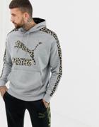 Puma Pullover Hoodie With Cheetah Side Stripe In Gray - Gray