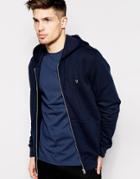 Farah Zip Up Hoodie With F Logo - Blue