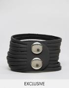 Reclaimed Vintage Inspired Bracelet In Black Leather - Black