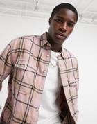 Asos Design 90s Oversized Wool Rich Pastel Check Shirt In Multi-neutral