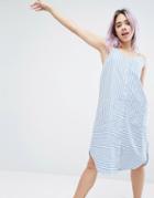 Monki Button Front Cami Dress - Blue