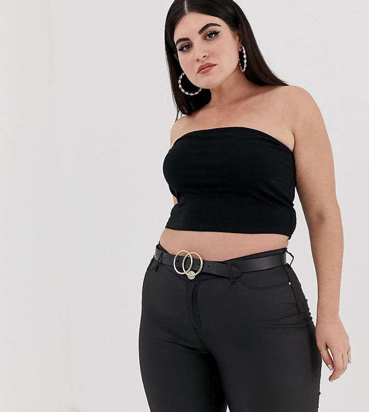 Asos Design Curve Crop Bandeau Top In Black - Black