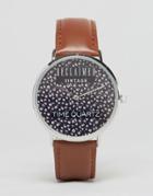 Reclaimed Vintage Ditsy Floral Leather Watch In Brown - Brown