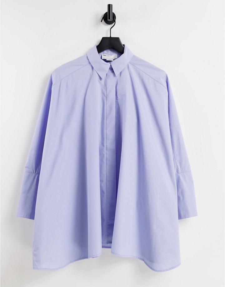 Asos Edition Oversized Cotton Shirt In Blue-blues