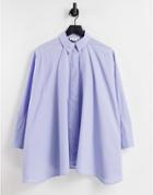 Asos Edition Oversized Cotton Shirt In Blue-blues