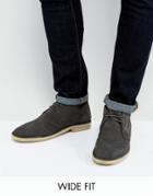 Asos Wide Fit Desert Boots In Gray Suede - Gray