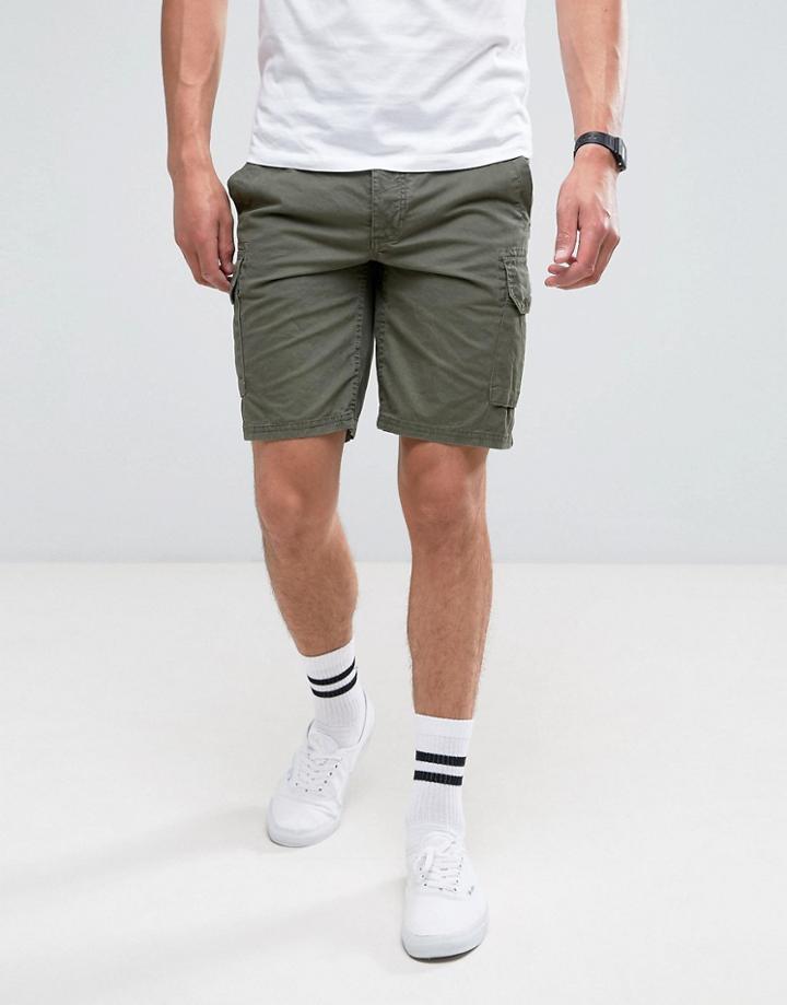 Pull & Bear Cargo Shorts In Khaki - Green