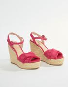 Mango Fray Detail Espadrille Wedge In Pink - Pink