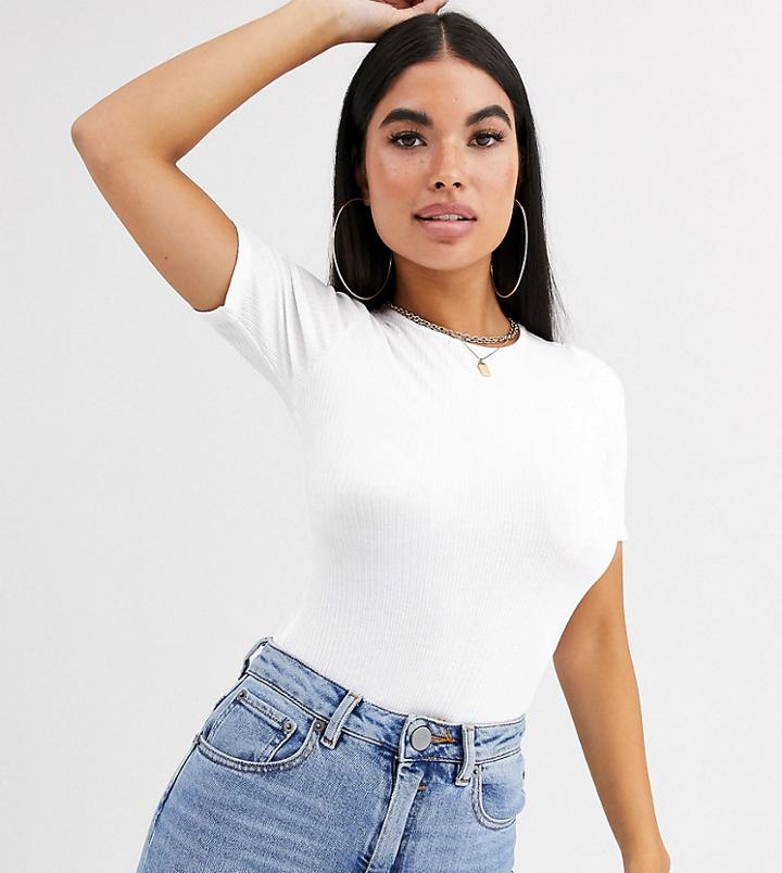 Asos Design Petite Slim Rib T-shirt In White