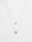 Oasis Ditsy Stone & Pearl Short Multirow Necklace - Gold