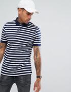 Asos Standard Stripe Polo In Navy - Navy