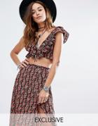 Reclaimed Vintage Top Co-ord In Rose Print - Black