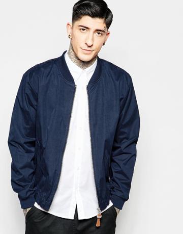Fat Moose Bomber Jacket In Navy - Navy