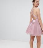 Asos Petite Premium Tulle Mini Prom Dress With Ribbon Ties - Pink