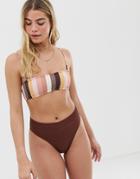 Rhythm Palm Springs Xanadu Rib High Leg Bikini Bottom In Mulberry-brown