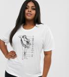 Neon Rose Plus Relaxed T-shirt With Zodiac Print-white