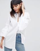 Unique 21 Shirt With Frill Sleeve - White