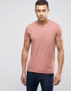 Selected Homme Raw Edge Tee - Pink
