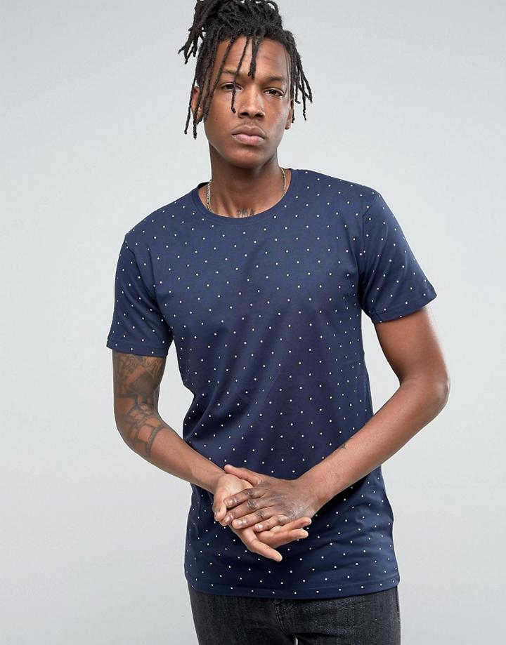 Redefined Rebel T-shirt In Dot Print - Navy