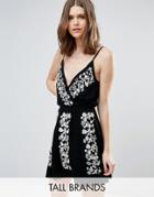 Parisian Tall Cami Dress With Embroidery - Black