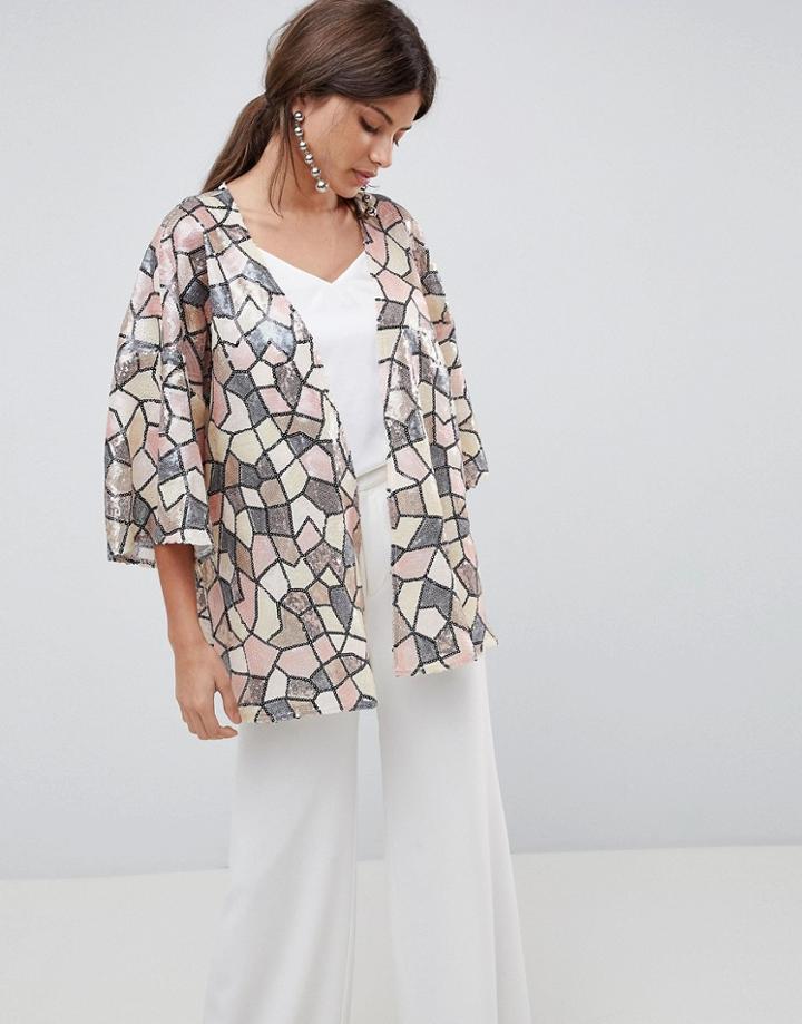 Traffic People Sequin Kimono - Clear