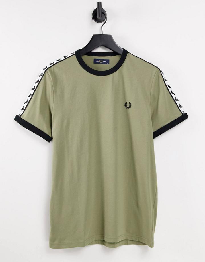 Fred Perry Taped Ringer T-shirt In Sage-green