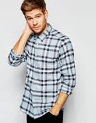 Selected Homme Brushed Check Shirt In Slim Fit - Blue