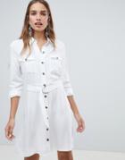 New Look Utility Shirt Dress - White