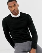 Asos Design Knitted Crew Neck Sweater In Black