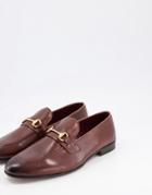 Walk London Terry Bar Loafers In Brown Leather
