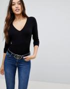 Asos Ultimate Top With Long Sleeve And V-neck - Black